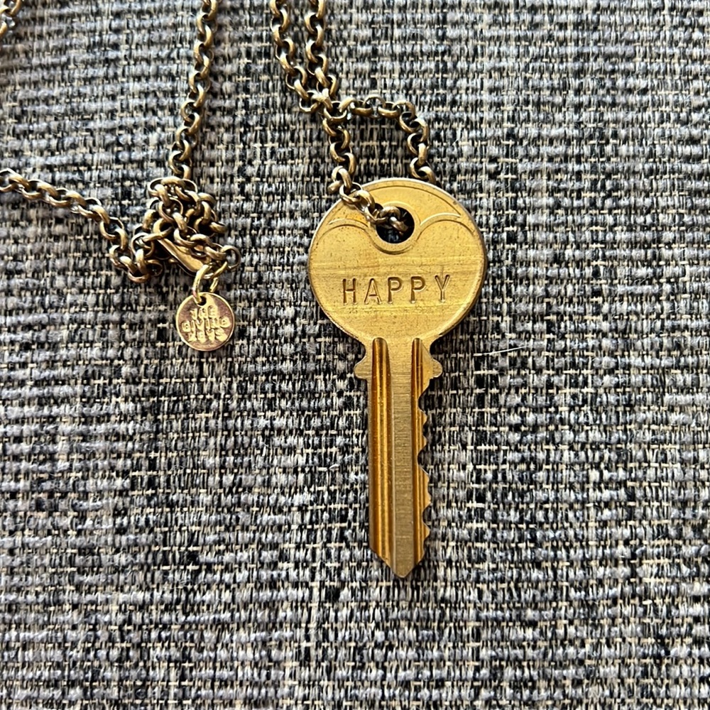 The Giving Keys - HAPPY - Classic Key Necklace - Antique GOLD